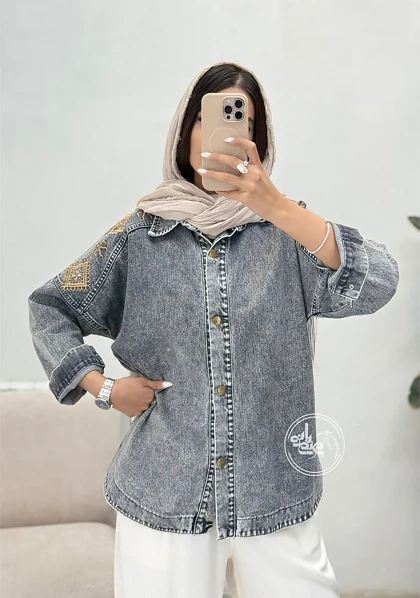مانتو جین گلدوزی