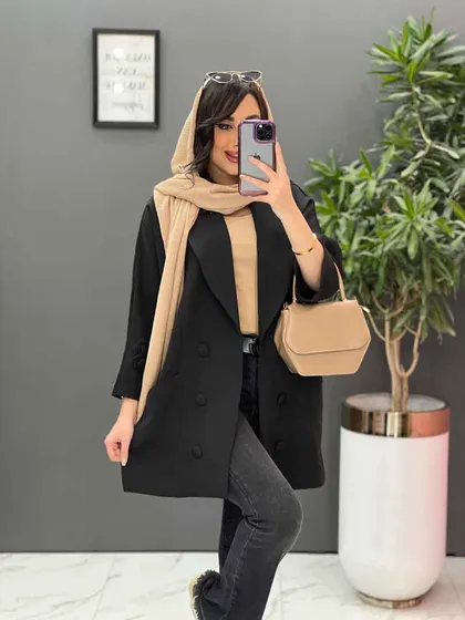مانتو یقه آرشال آستین دودکمه