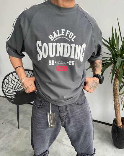 تیشرت یقه گرد SOUNDINGS رنگ طوسی