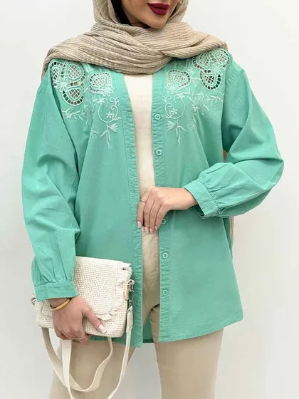 مانتو جلو گلدوزی نرگس