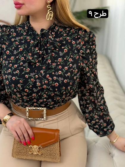 شومیز حریر آستین پف 3698