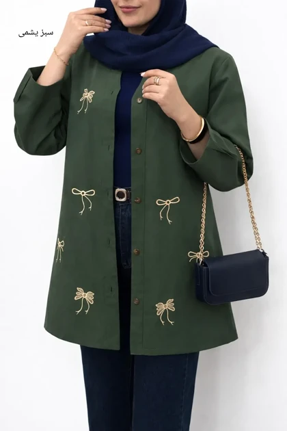 مانتو لینن گلدوزی ویولت