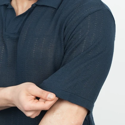 پولوشرت مردانه پنبه استین کوتاه ساده یقه شکاری کد 100626