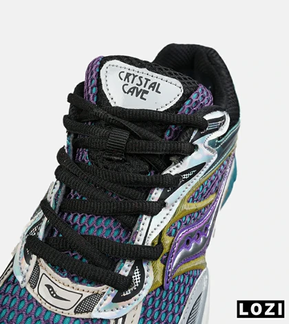 کفش کتانی مردانه و زنانه بنفش سبز طلایی Saucony pro grid omni 8 مدل 8898