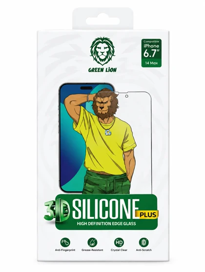 گلس آیفون 14Max-سیلیکون پلاس 3D Silicon Plus - Green Lion گرین