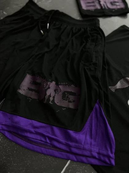 ست رکابی و شلوارک + اسکارف+جوراب NO DREAM No GAINبا تم مشکی بنفش