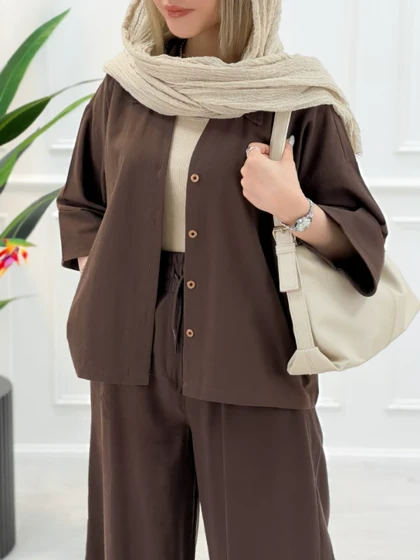 شومیز مانتو همتا - شکلاتی