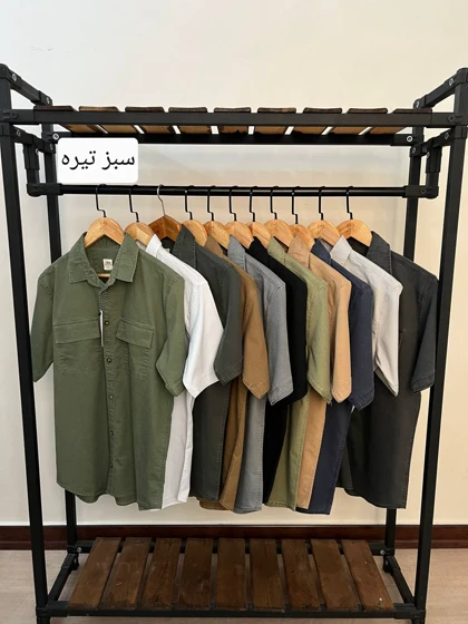 پیراهن کتان آستین کوتاه جیب‌دار 2398