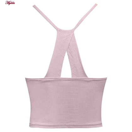 کراپ تاپ زنانه مدل پد ثابت رنگ یاسی ماییلدا کد 5258-241