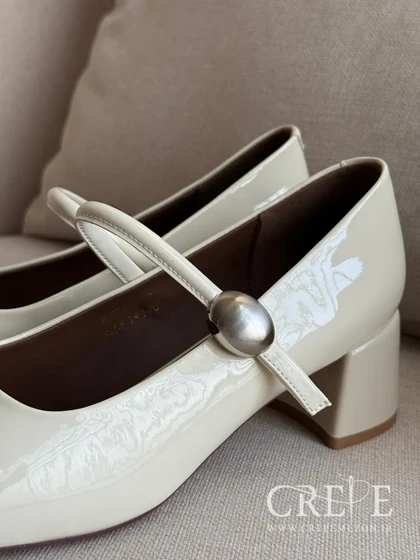 کفش ورنی یراق بیضی پاشنه 6 سانت