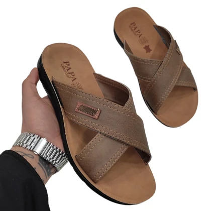 صندل مردانه پاپا مدل آرش ضربدری brown