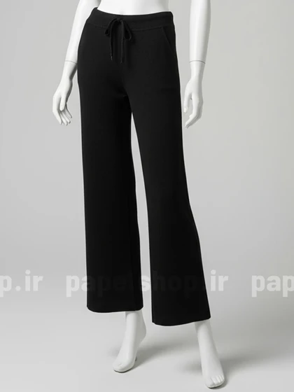 شلوار مشکی بافت واید لگ ساده