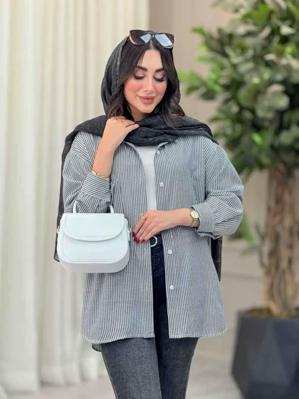 مانتو راه راه تک جیب اسرا