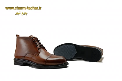 نیم بوت مردانه بندی بغل زیپ‌دار چرم طبیعی si174