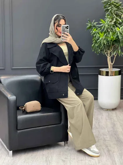 مانتو لینن آستین گت سرشونه ژیله