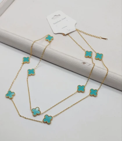 گردنبند رومانتویی زنانه ونکلیف کد XU4067 طرح طلا