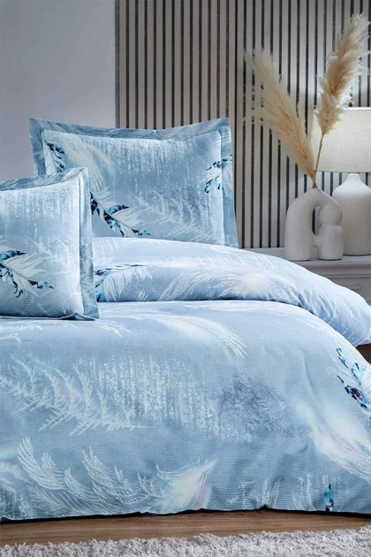 سرویس روتختی کینگ سایز Özdilek مدل Silver Snow پنبه‌ای - آبی