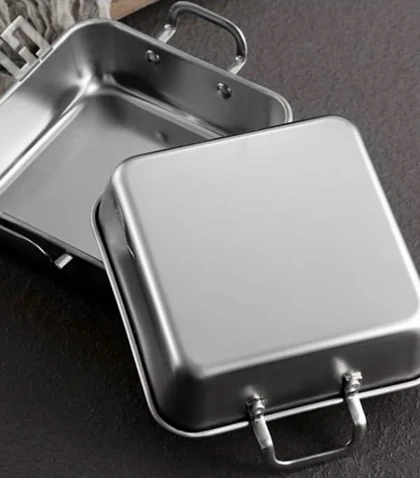 تابه سرو مربع استیل دسته دار سیلور