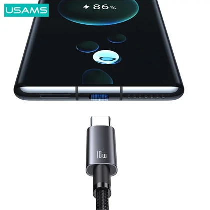 کابل تایپ سی یوسامز USAMS مدل SJ680 توان 18 وات 25 سانتی‌متر