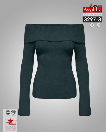 بلوز یقه اسپورت زنانه مجلسی سایز بزرگ کد 3297
