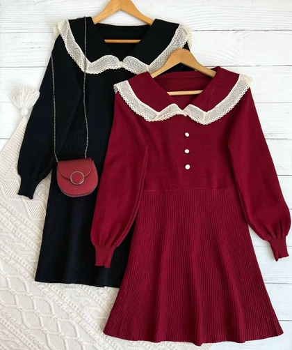 پیراهن بافت یقه گیپور کد 2279