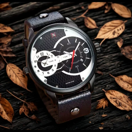 ساعت مچی مردانه اورجینال Never Stop موتور کوارتز ژاپن با جعبه اورجینال و باطری اضافی