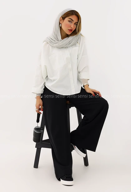 شومیز لینن باکسی کیمونو کد1006057