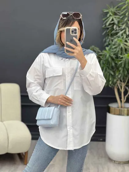 شومیز ساده سر جیب دکمه