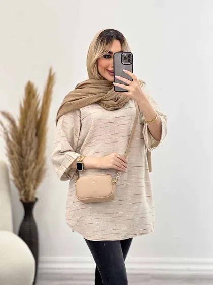 مانتو لینن نچرال یقه چاک