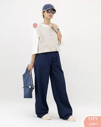 وست کتان طرح جیب 2847