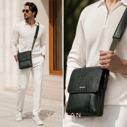 کیف دوشی چرم یلسان مدل ماهان کد 010-PRM