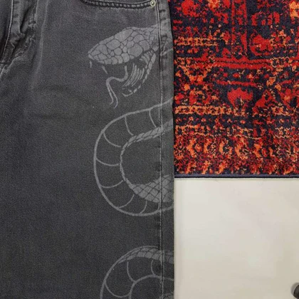 شلوار جین مردانه بگ استایل طرح snake از cropp کد 211