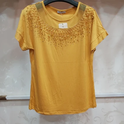 تیشرت زنانه مجلسی ترک گیپور دار جنس ویسکوز اورجینال