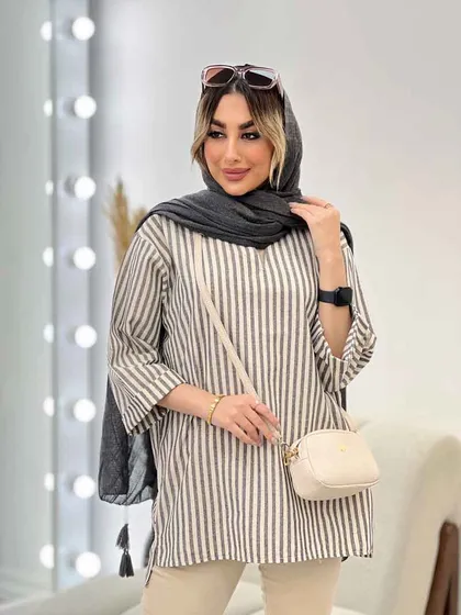 مانتو راه راه لمه دار