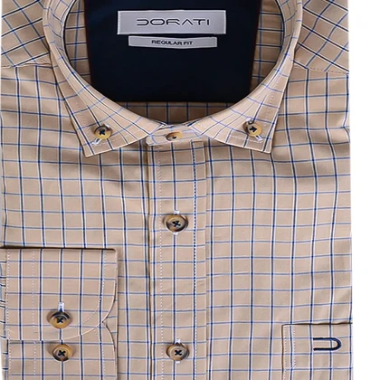 پیراهن مردانه رسمی چهارخونه بژ