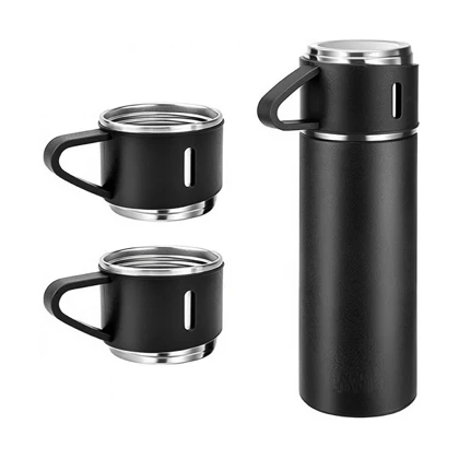 ست فلاسک وکیوم استیل سه کاپ 500 میلی‌لیتر