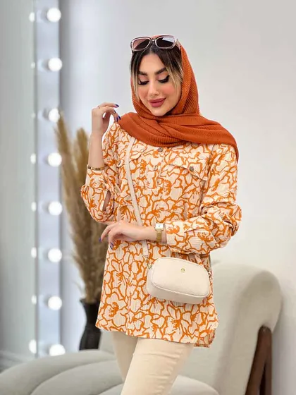شومیز طرح دار دو جیب