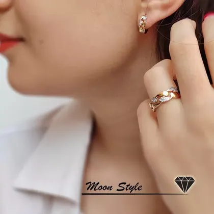 ست حلقه و گوشواره ژوپینگ آبکاری طلا