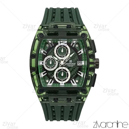 ساعت اورجینال ناوی فورس NaviForce مردانه مستطیلی سبز بند رابر 106990