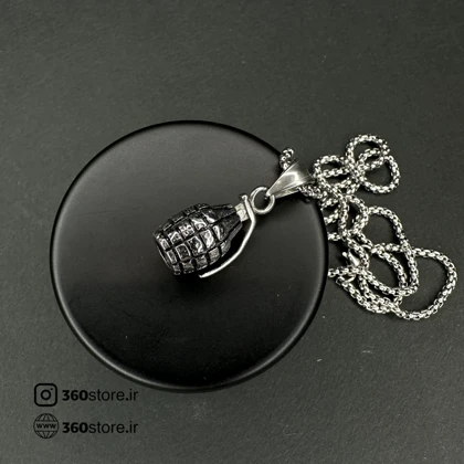 گردنبند طرح نارنجک نقره ای علیدسا