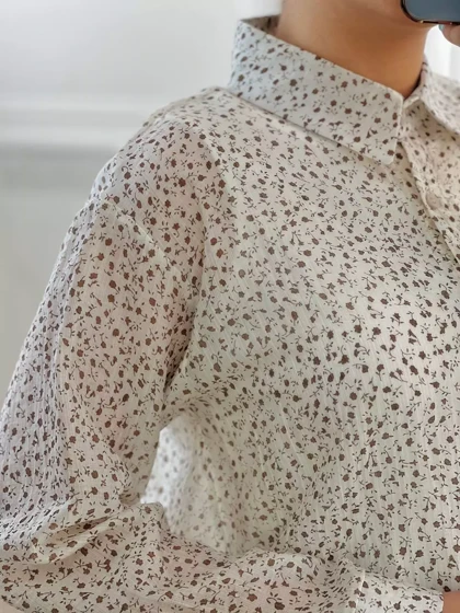 شومیز شیشه ای بهمراه تاپ متصل کد 5698