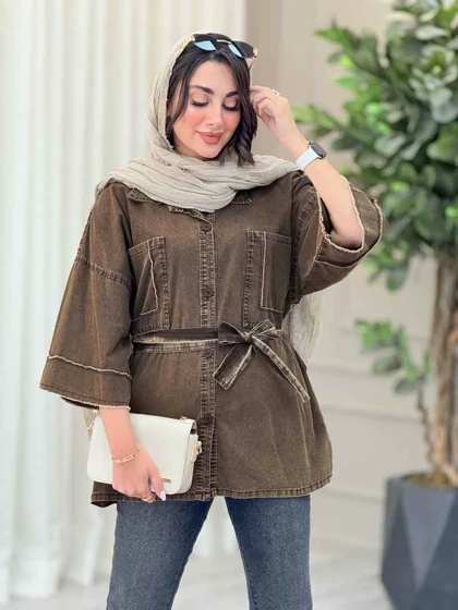 مانتو دو جیب ریش دار پروین