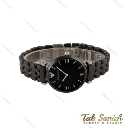 ساعت امپریو آرمانی زنانه سرامیکی مشکی ایندکس خط نقره ای Armani-5147-L