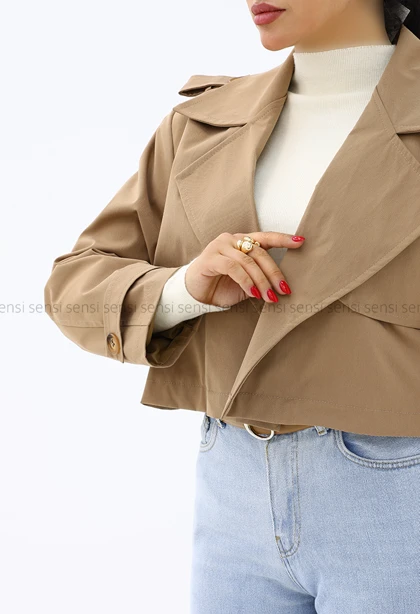 ترنچ کت تک شنل آستر دار کد1006801
