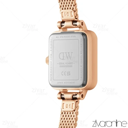 ساعت دنیل ولینگتون زنانه حصیری مستطیلی رزگلد صفحه سفید 105514