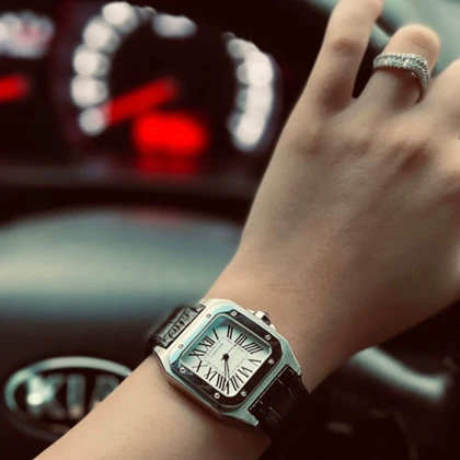 ساعت کارتیر سانتوس صد زنانه مشکی Cartier Santos 100