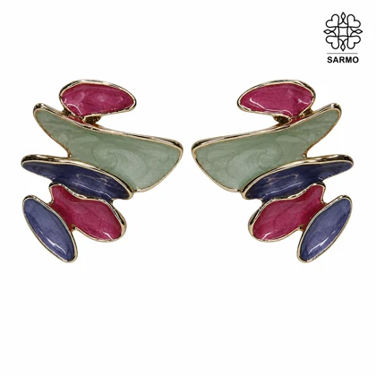 گوشواره مینا کاری چندرنگ استیل کد 509249015
