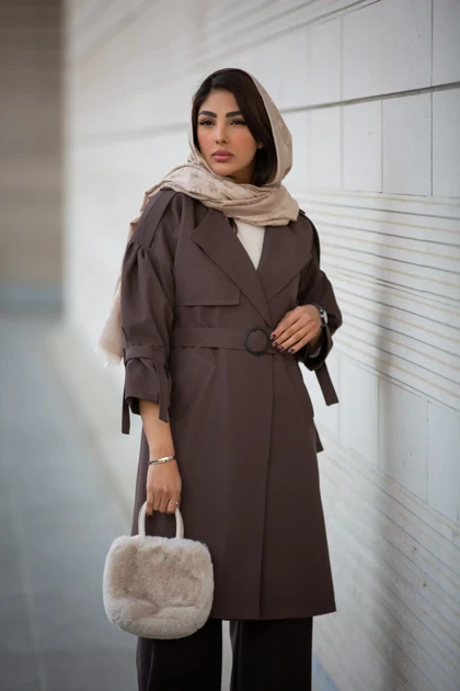 بارانی سانتانا تک شنل آستین بنددار