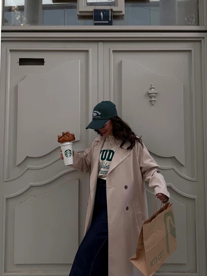 ترنچ کت استخوانی Stradivarius 221