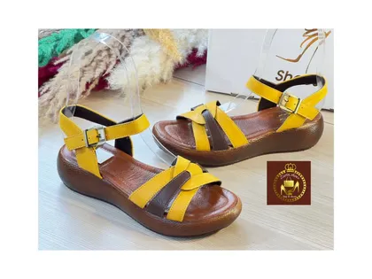 صندل چرم لژدار تابستانی طبی زنانه کد(131)